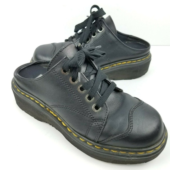 Dr. Martens Shoes - DOC MARTENS VTG Black Leather Slip-on Clogs  S17